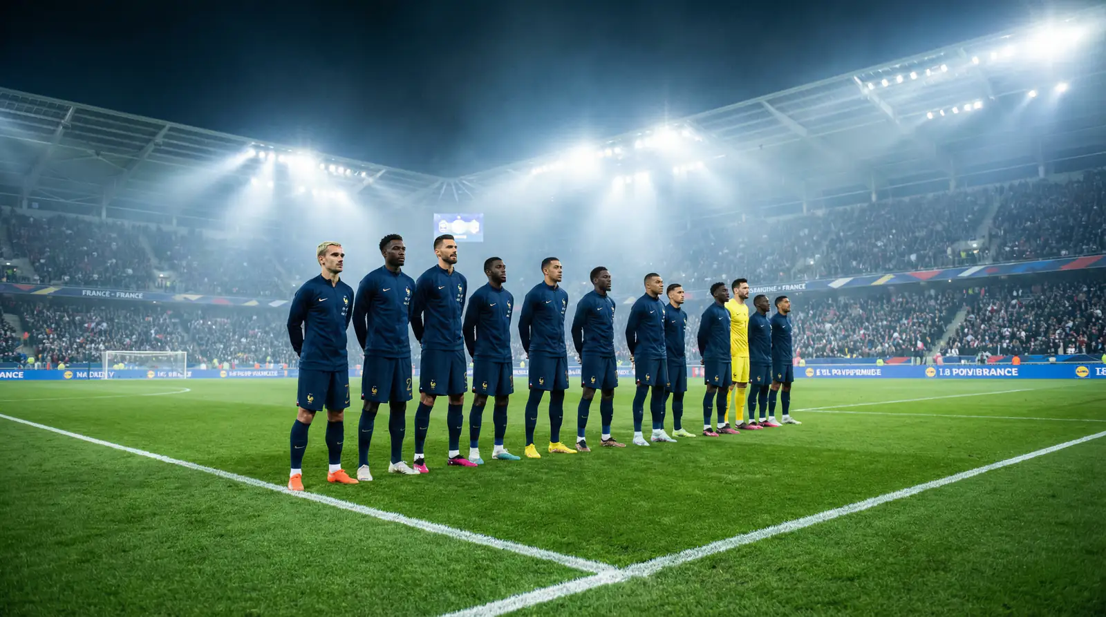 L'équipe de France lors des qualifications pour la Coupe du Monde 2026