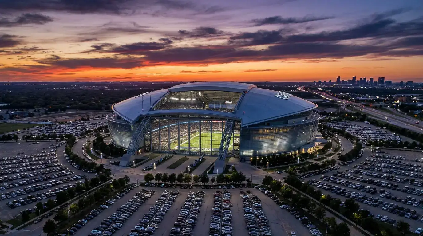 Vue aérienne du MetLife Stadium a East Rutherford qui accueillera la finale de la Coupe du Monde 2026